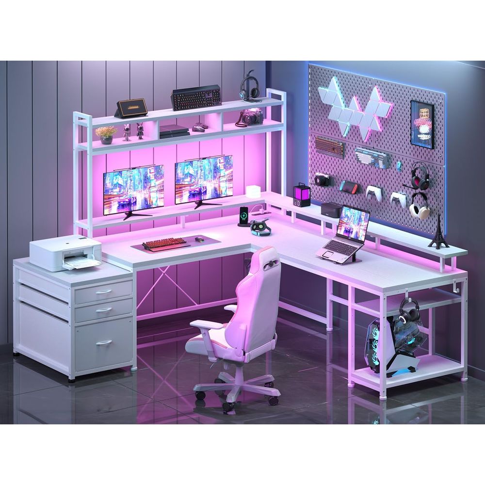 Desk Setup L Shaped - 104-inch L-vormig bureau voor thuiskantoor voor