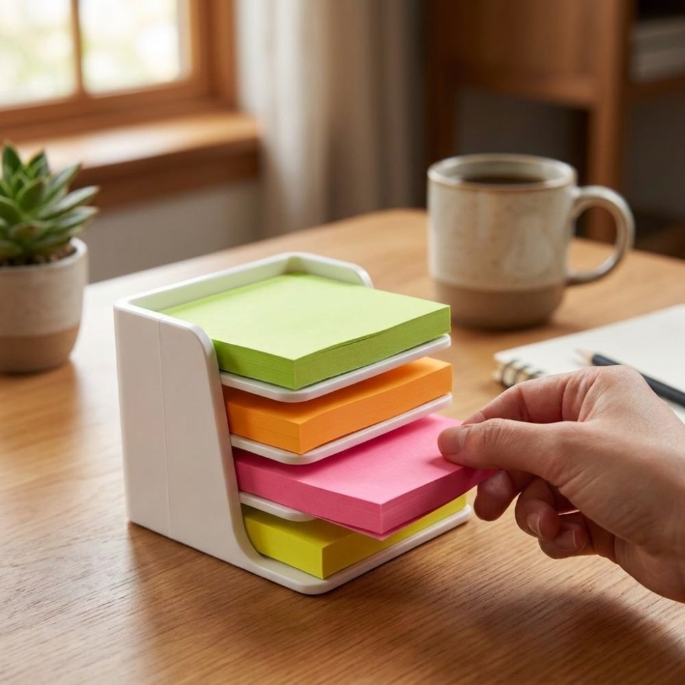 Sticky Memo Holder - Stapelbare klevende notitiehouder met gedeelde lagen,