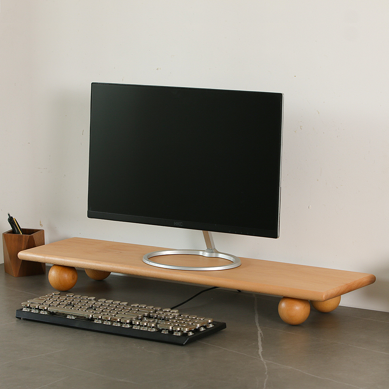 Desk Setup Living Room - Desktop Riser van natuurlijk hout, dubbele