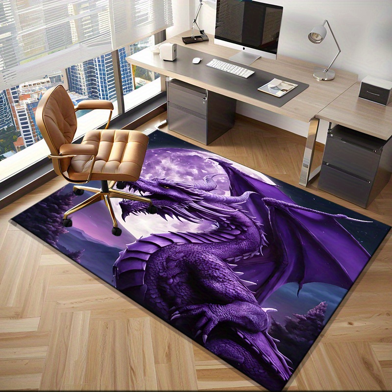 Desk Setup Living Room - Majestic Purple Dragon Rug voor gamingroomopstelling