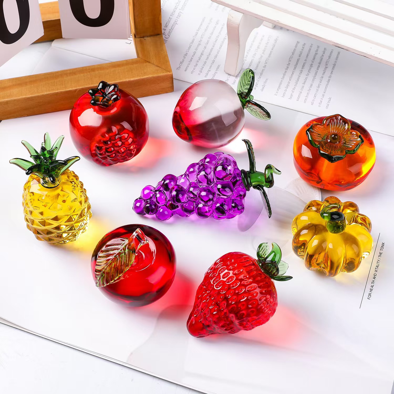Desk Setup Plants - Kristal fruit presse-papier met diamant natuursteen