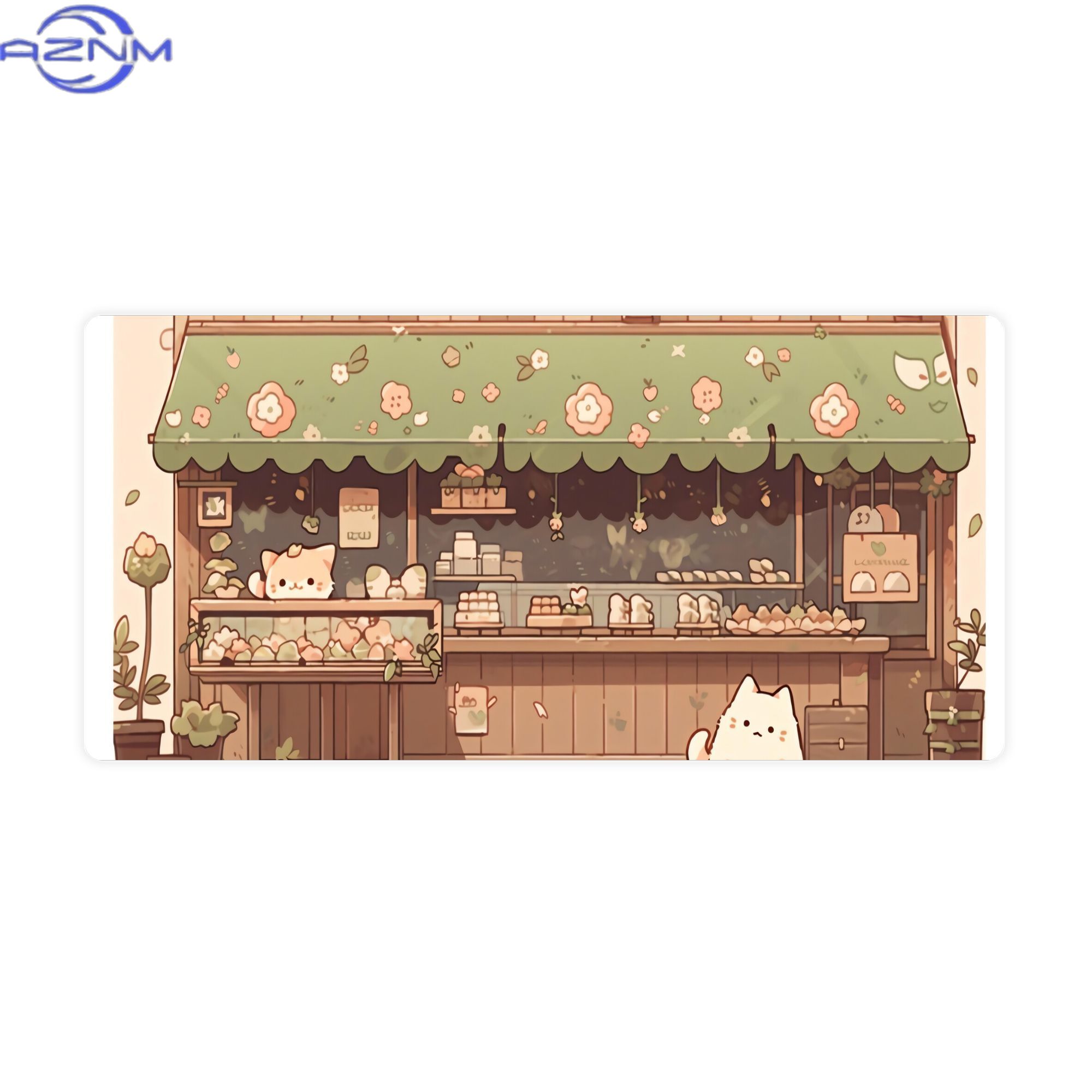 Desk Setup Streaming - Cat Bakery Aesthetic Green Shop Grote