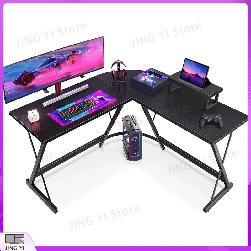 Desk Setup L Shaped - L-vormig gamingbureau met monitorstandaard 127x127x75 cm
