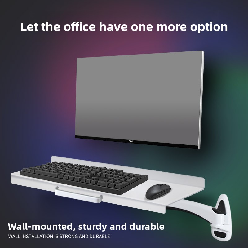 Desk Setup Living Room - Industriële wandbevestigde toetsenbordlade, heavy-duty ergonomische muisstandaard