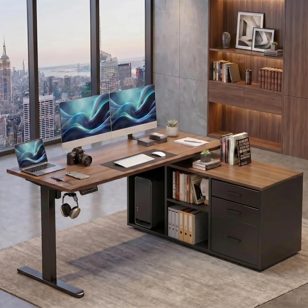 HUANUO 55 Inch L-vormig sta-bu - Desk Setup L Shaped recensie en prijs
