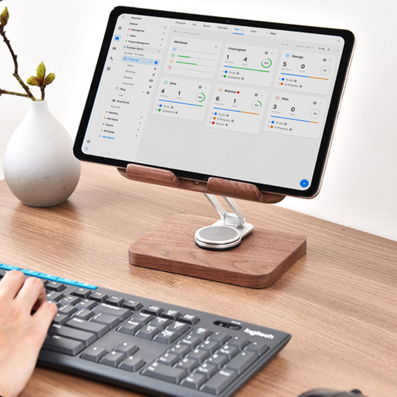 iPad-standaard van zwart noten - Desk Setup Living Room recensie en prijs