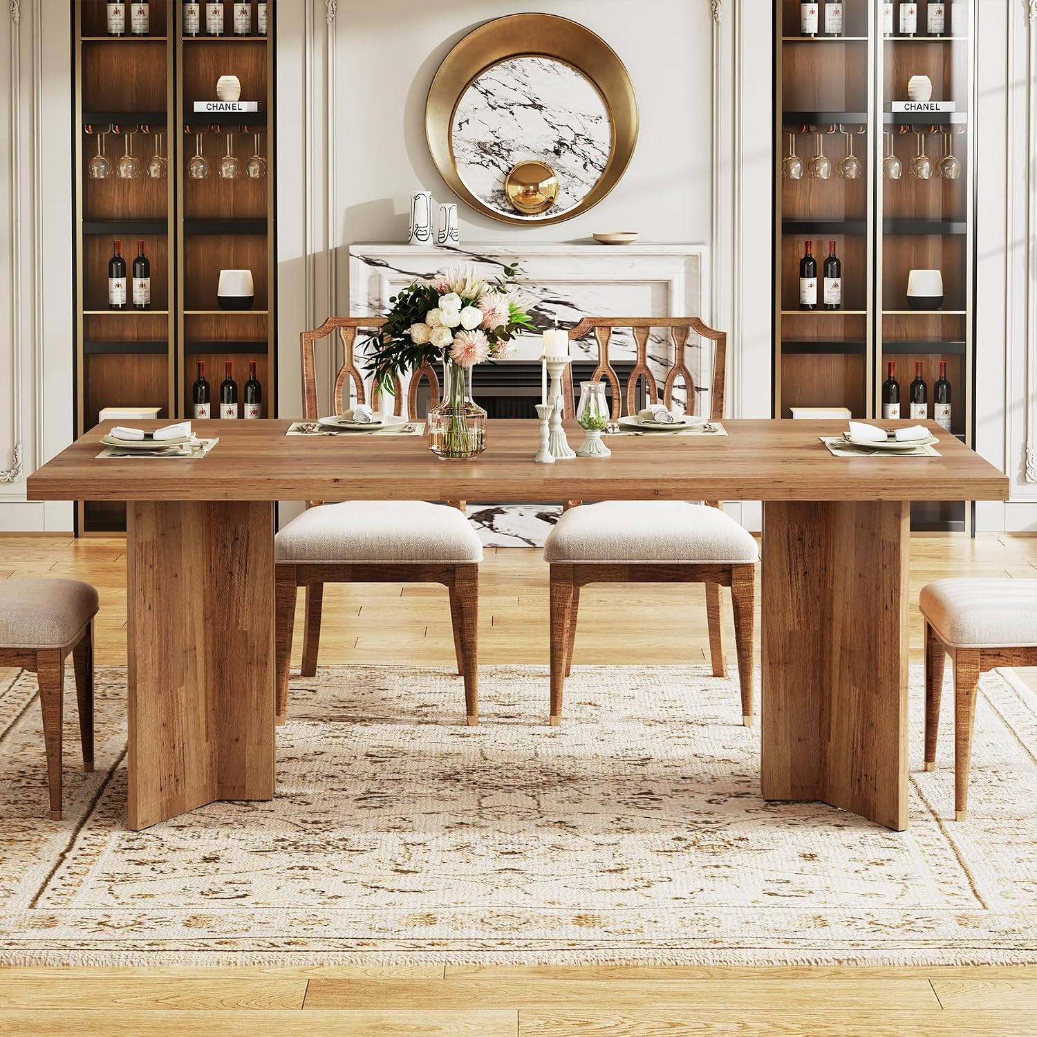 Grote rechthoekige houten eett - Desk Setup Living Room recensie en prijs